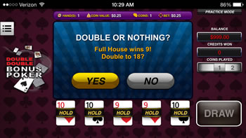 Mobile video poker screenshot